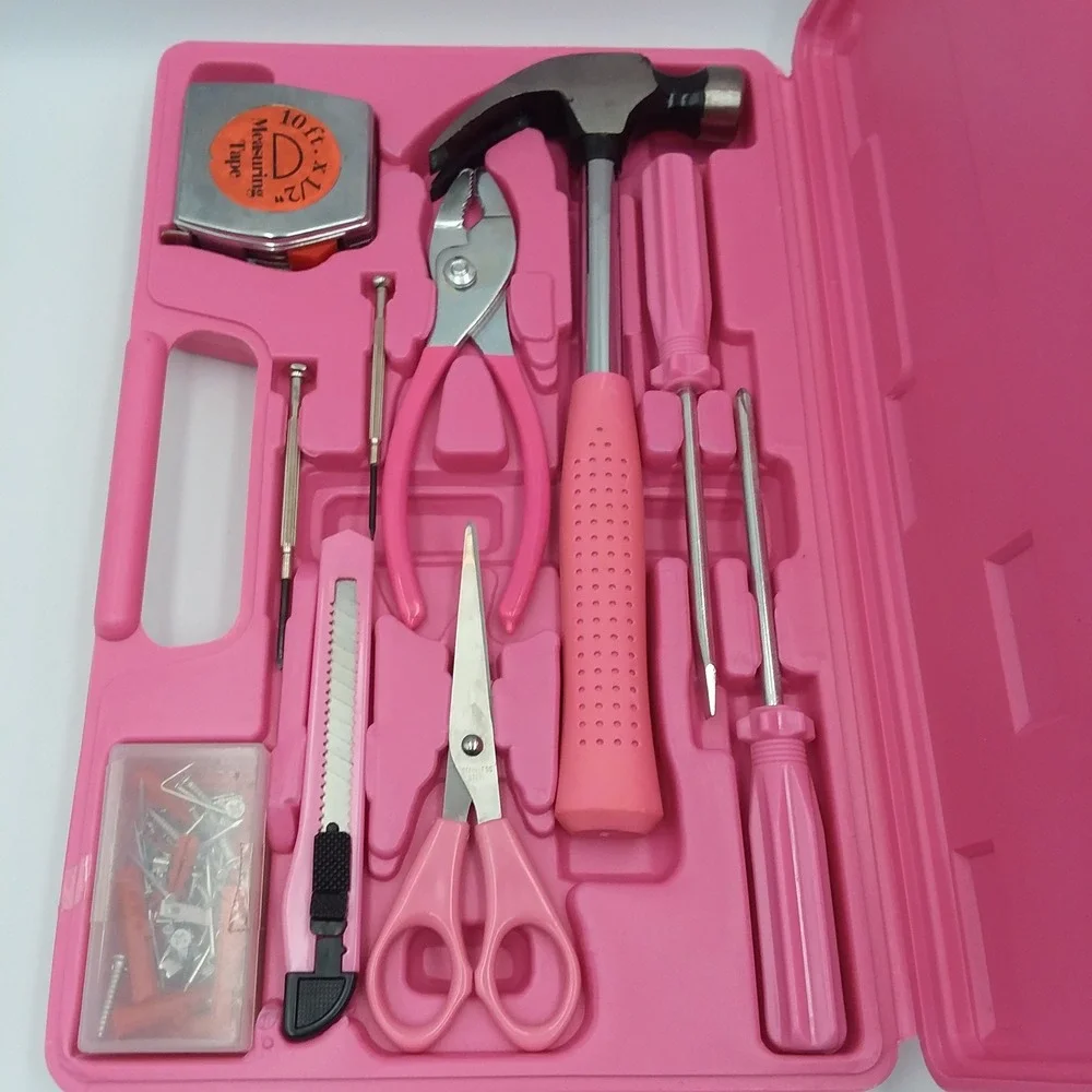 Pink Household DIY Tool Set Hammer Pliers Screwdrivers Womens‎ Dorm